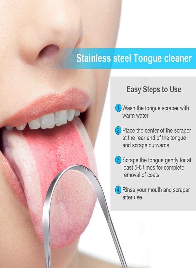 FLASHFOX Stainless Steel Tongue Cleaner for Adults | Flat Design Tongue Scraper for Oral Hygiene | Metal Tongue Cleaner for Fresh Breath â€“ Pack of 3 - Image 4